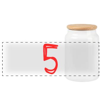 5 YEARS. 5TH ANNIVERSARY. BIRTHDAY 5 YEARS. FIVE - Panoramic Cookie Jar with Wooden Lid - white - Front