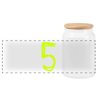 5 YEARS. 5TH ANNIVERSARY. BIRTHDAY 5 YEARS. FIVE - Panoramic Cookie Jar with Wooden Lid - white - Front