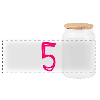 5 YEARS. 5TH ANNIVERSARY. BIRTHDAY 5 YEARS. 5 - Panoramic Cookie Jar with Wooden Lid - white - Front