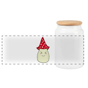 Toadstool, mushroom in the woods gift - Panoramic Cookie Jar with Wooden Lid - white - Front