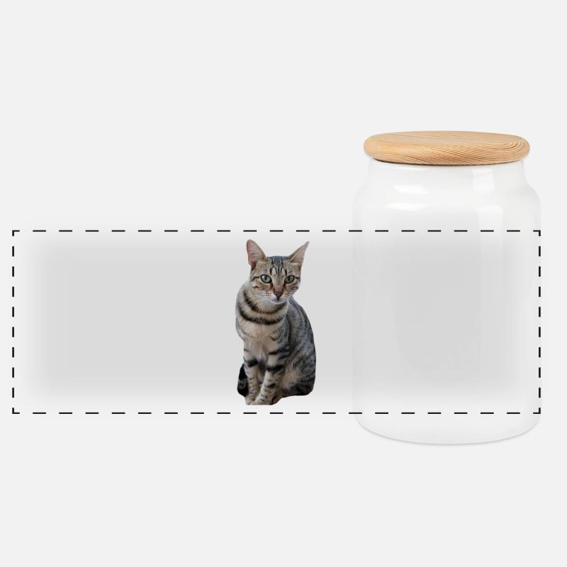 Katze Kätzchen - Panorama Keksdose mit Holzdeckel - Weiß