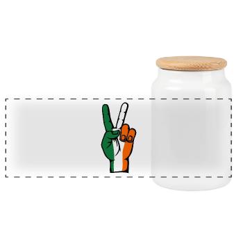 Ireland Flag Peace Victory Symbol - Panoramic Cookie Jar with Wooden Lid - white - Front