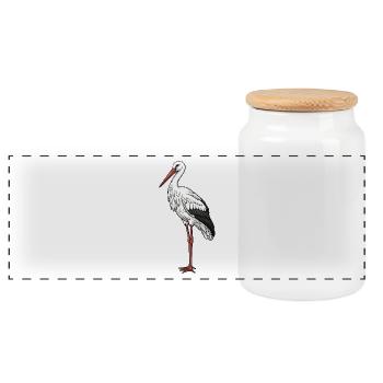 Storch - Panorama Keksdose mit Holzdeckel - Weiß - Vorne