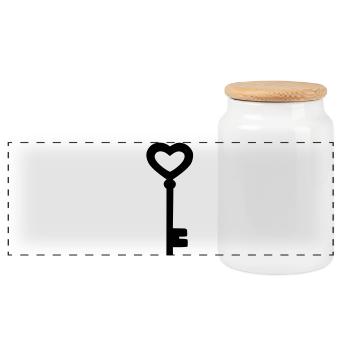 The heart key - Panoramic Cookie Jar with Wooden Lid - white - Front