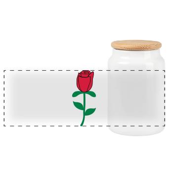 Rose - Panoramic Cookie Jar with Wooden Lid - white - Front