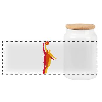Basketball player with a basketball - Panoramic Cookie Jar with Wooden Lid - white - Front