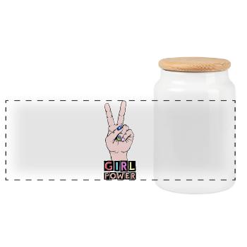 GIRL POWER - design pour filles cool arc-en-ciel - Boîte à biscuits avec couvercle en bois - blanc - Devant