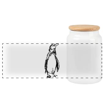 Pinguin - Panorama Keksdose mit Holzdeckel - Weiß - Vorne