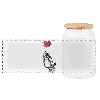 Bouvier bernois avec le coeur - Boîte à biscuits avec couvercle en bois - blanc - Devant