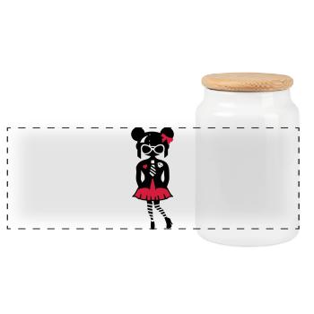 Girl in gothic anime look with sunglasses - Panoramic Cookie Jar with Wooden Lid - white - Front