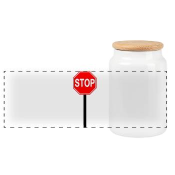 Stop Schild - Panorama Keksdose mit Holzdeckel - Weiß - Vorne