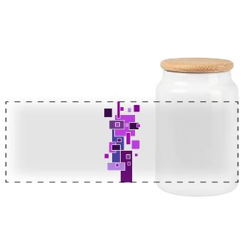 Building Blocks Architecture Pattern - Panoramic Cookie Jar with Wooden Lid - white - Front