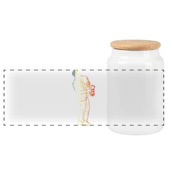 Vintage Saxophone - Panoramic Cookie Jar with Wooden Lid - white - Front