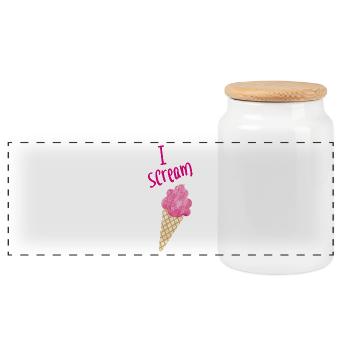 I scream Icecream Eiscreme Eis Fan coole Sprüche - Panorama Keksdose mit Holzdeckel - Weiß - Vorne