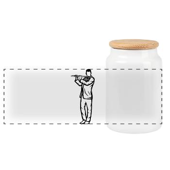Croquis de garçon de flûte - Boîte à biscuits avec couvercle en bois - blanc - Devant