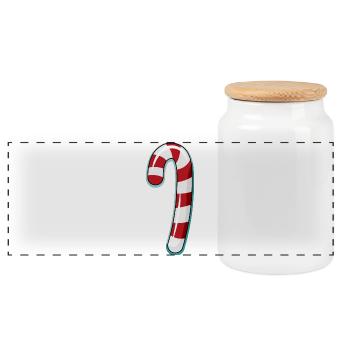 Candy Cane Striped Design - Panoramic Cookie Jar with Wooden Lid - white - Front