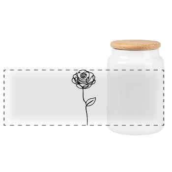rose - Panoramic Cookie Jar with Wooden Lid - white - Front