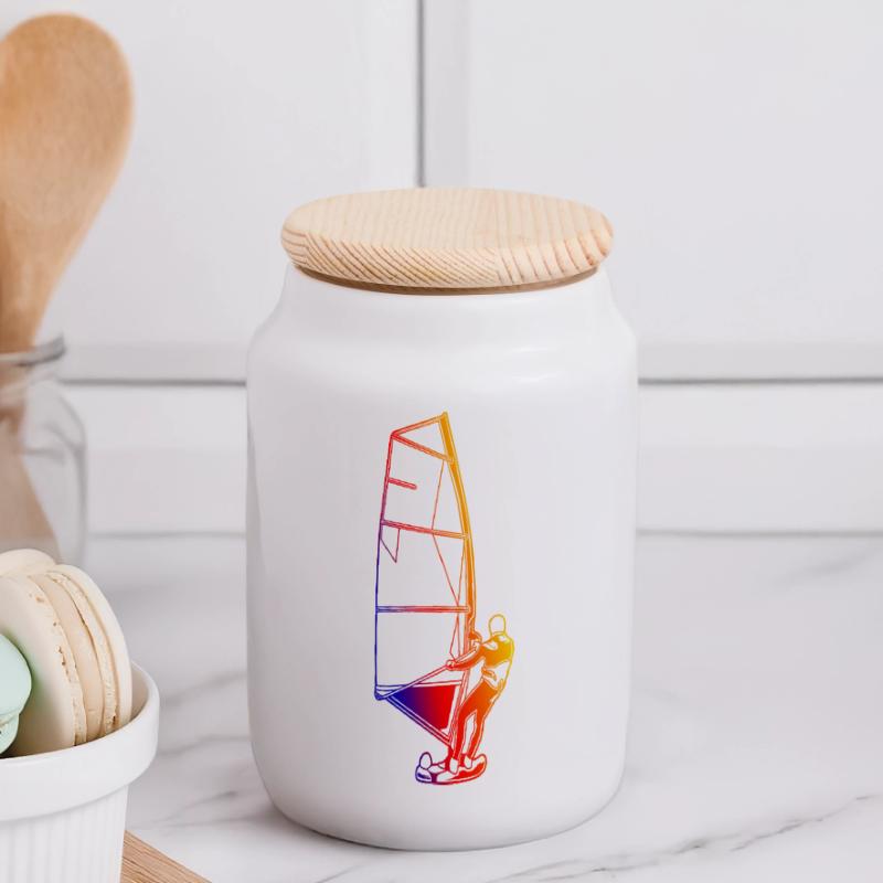 Windsurfer rétro Boîte à biscuits avec couvercle en bois