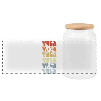 Yoga Vintage Look - Panoramic Cookie Jar with Wooden Lid - white - Front