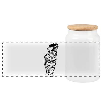 Domestic Cat - Cat - Panoramic Cookie Jar with Wooden Lid - white - Front