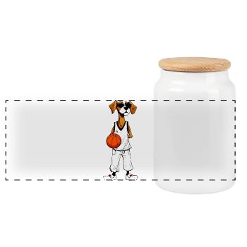Basket-ball canin - Boîte à biscuits avec couvercle en bois - blanc - Devant