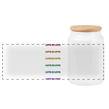 Rainbow love is love - Panoramic Cookie Jar with Wooden Lid - white - Front
