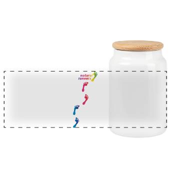 Regenbogen Footprints - barfuß durchs Leben gehen - Panorama Keksdose mit Holzdeckel - Weiß - Vorne