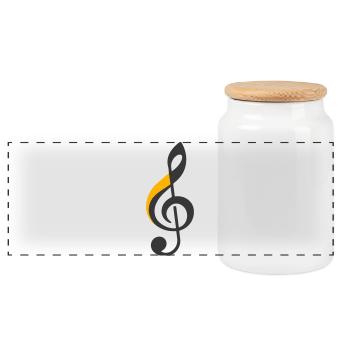 Symbole de la clé de sol - Boîte à biscuits avec couvercle en bois - blanc - Devant