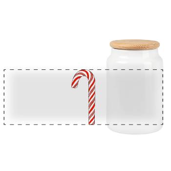 Candy cane red white - Panoramic Cookie Jar with Wooden Lid - white - Front