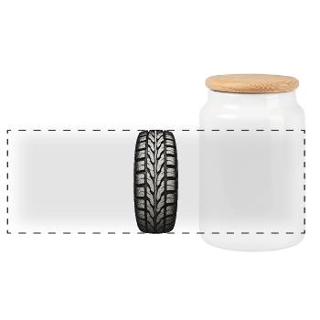 Motif de bande de roulement des pneus - Boîte à biscuits avec couvercle en bois - blanc - Devant