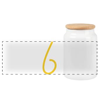 6 - Panoramic Cookie Jar with Wooden Lid - white - Front