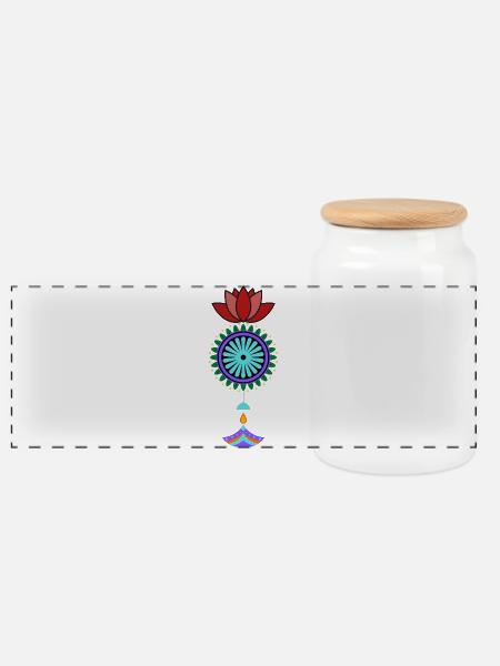 Blühender Mandala Hänger - Panorama Keksdose mit Holzdeckel - Weiß