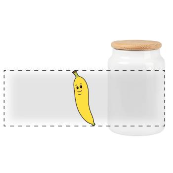 Figurine de fruits de la mascotte banane - Boîte à biscuits avec couvercle en bois - blanc - Devant