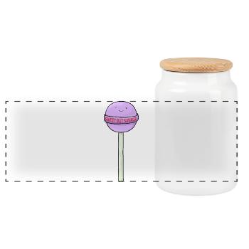 Motif de bonbons Kawaii sucré mais sauvage - Boîte à biscuits avec couvercle en bois - blanc - Devant