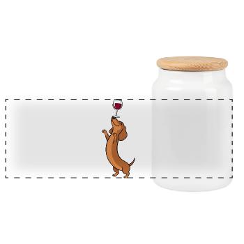 Dackel Weinliebhaber Wiener Hundemama Weenie - Panorama Keksdose mit Holzdeckel - Weiß - Vorne