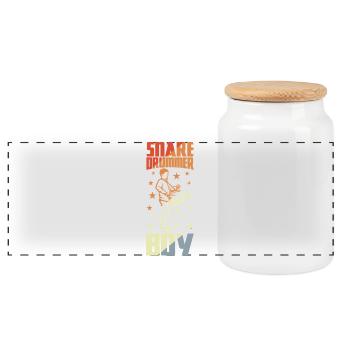 Small drummer - Panoramic Cookie Jar with Wooden Lid - white - Front