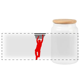 OCR Grip – Hanging Bars Design - Panoramic Cookie Jar with Wooden Lid - white - Front