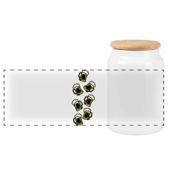 Toasting beer Drinking - Panoramic Cookie Jar with Wooden Lid - white - Front