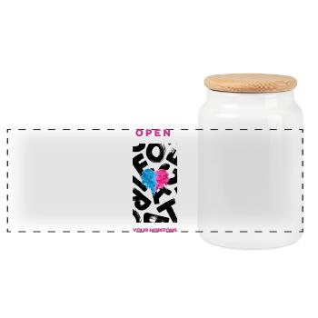 Open your Horizon - Panoramic Cookie Jar with Wooden Lid - white - Front