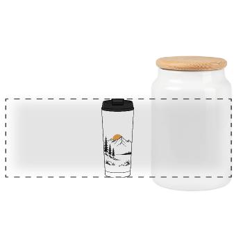 Coffee Mug Sunrise - Panoramic Cookie Jar with Wooden Lid - white - Front