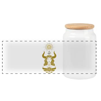Stierfrau – Astrologiegeschenk - Panorama Keksdose mit Holzdeckel - Weiß - Vorne