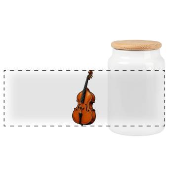 Contrebasse - Boîte à biscuits avec couvercle en bois - blanc - Devant