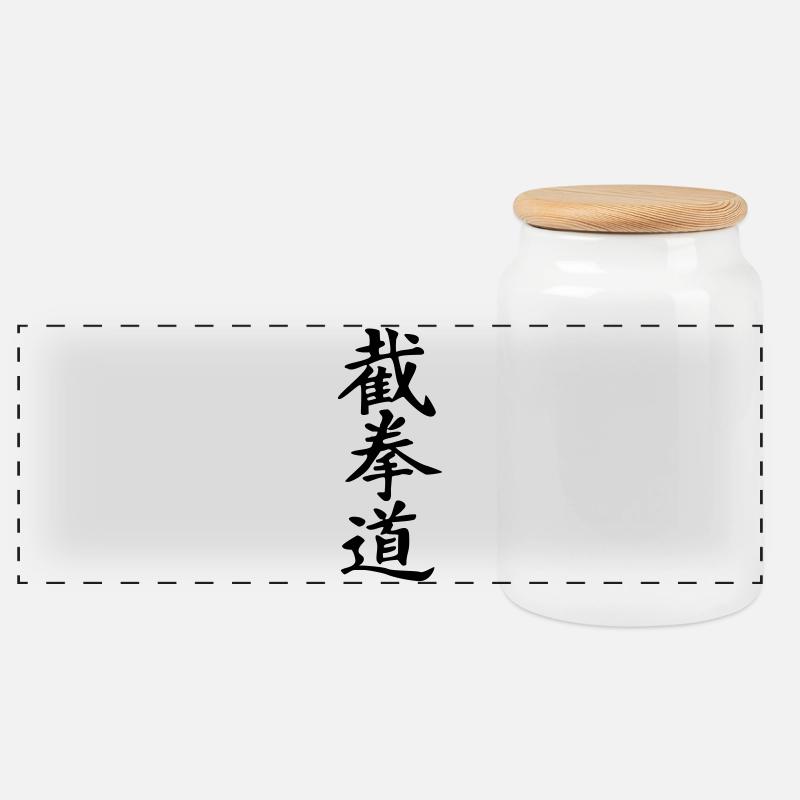 Jeet Kune Do_kanji - Panorama Keksdose mit Holzdeckel - Weiß