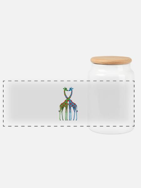 Giraffenherz mit Tupfen - Panorama Keksdose mit Holzdeckel - Weiß