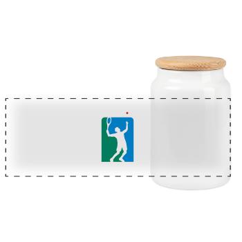 tennis_0809_3c - Boîte à biscuits avec couvercle en bois - blanc - Devant
