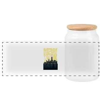 New York City - Panoramic Cookie Jar with Wooden Lid - white - Front