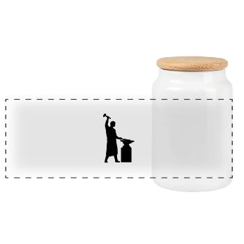 schmied_1c - Panoramic Cookie Jar with Wooden Lid - white - Front