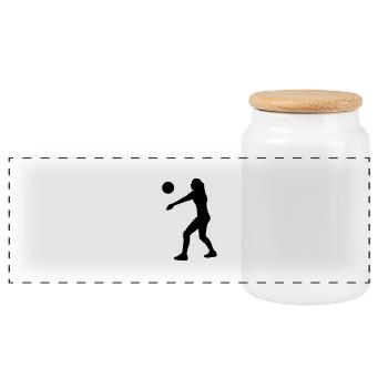 Volleyball - Panorama Keksdose mit Holzdeckel - Weiß - Vorne