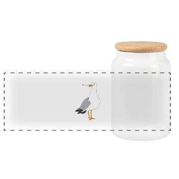 Seagul smoking - Panoramic Cookie Jar with Wooden Lid - white - Front