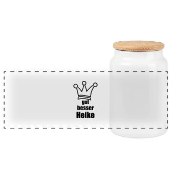 Heike - Boîte à biscuits avec couvercle en bois - blanc - Devant